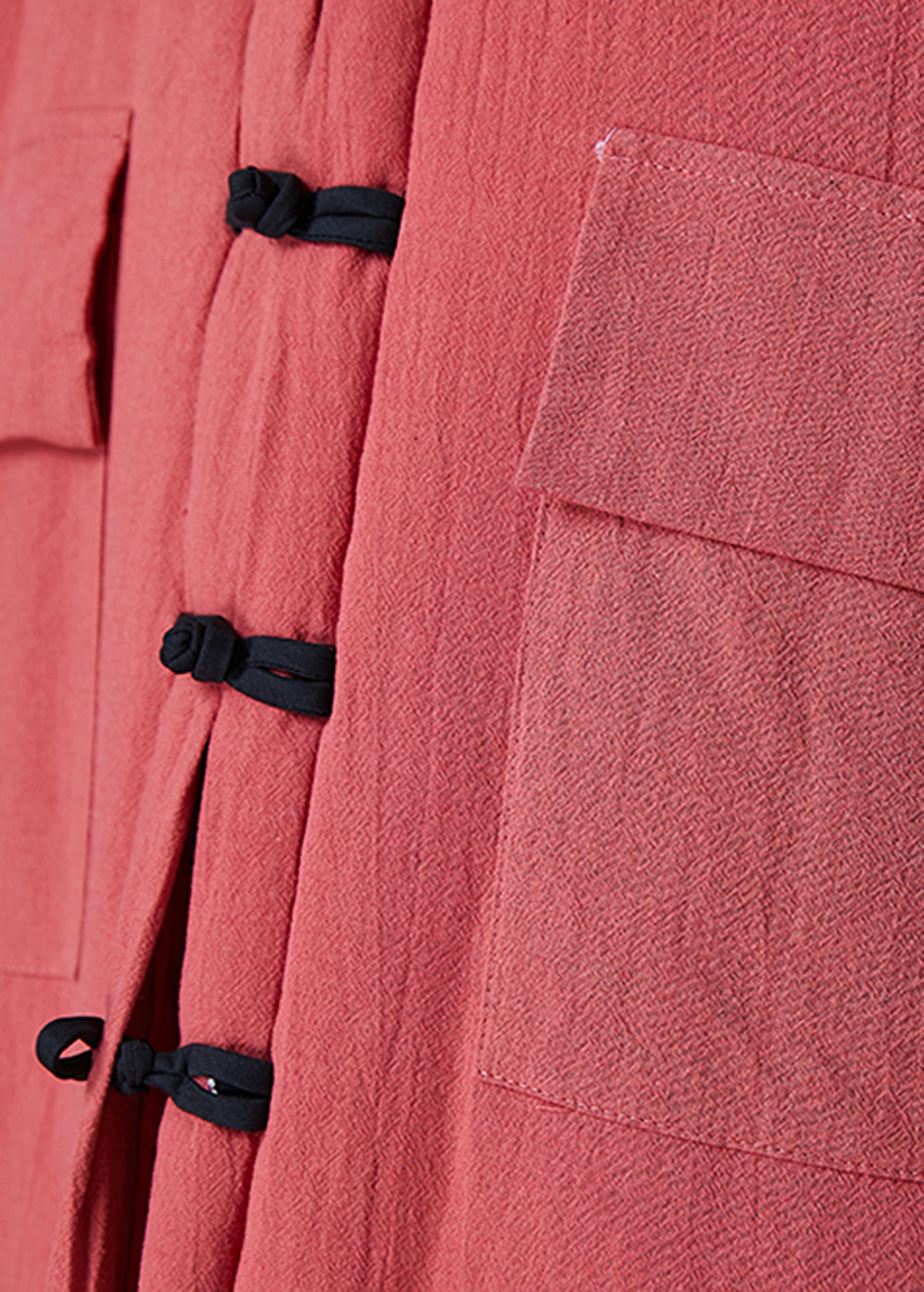 Brick Red Oversized Pockets Fine Cotton Filled Witner Coats