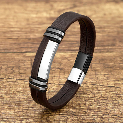Balance Leather Titanium Steel Bracelet | Healing Sounds