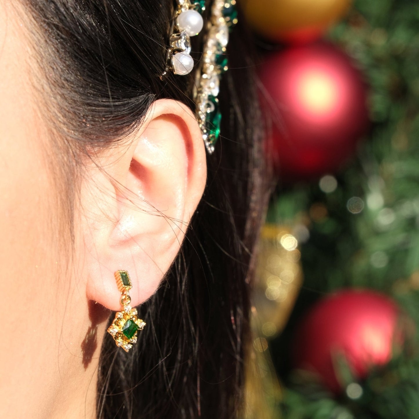 Emerald Baroque Earrings - Daphne