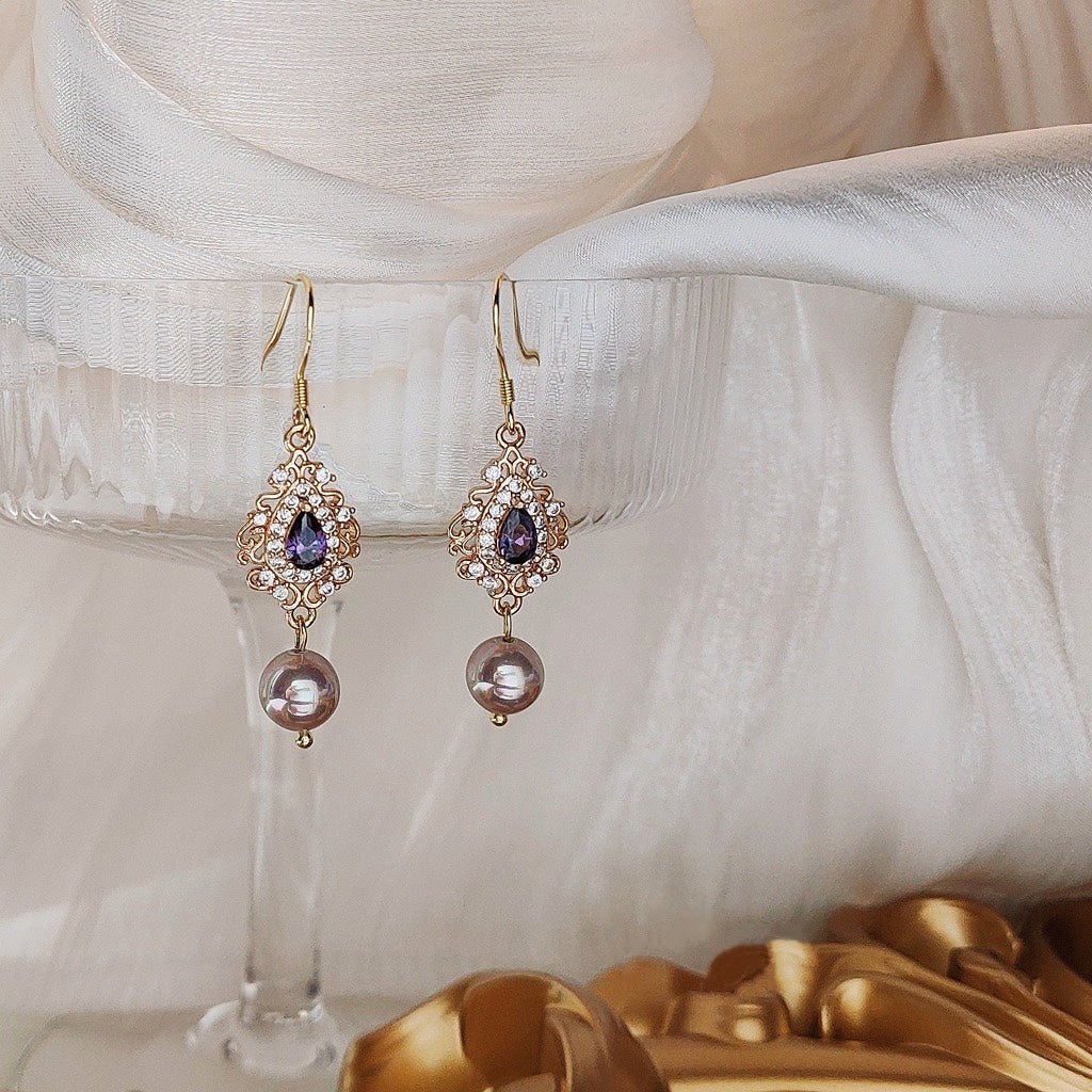 Savannah Amethyst Pearl Earrings