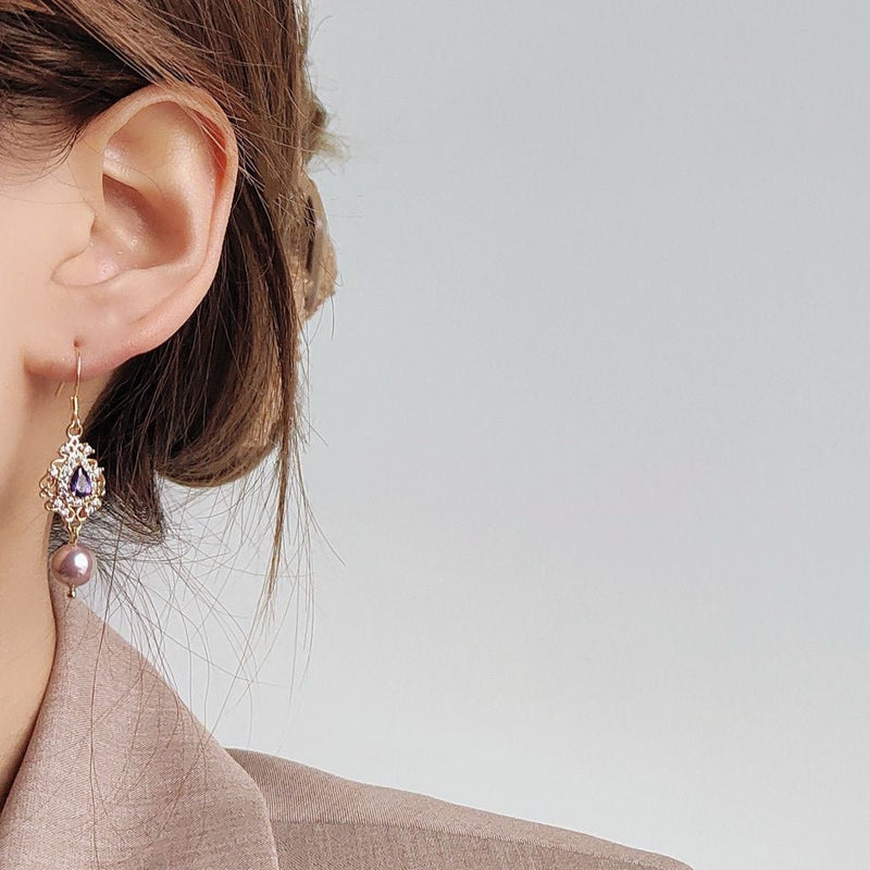 Savannah Amethyst Pearl Earrings