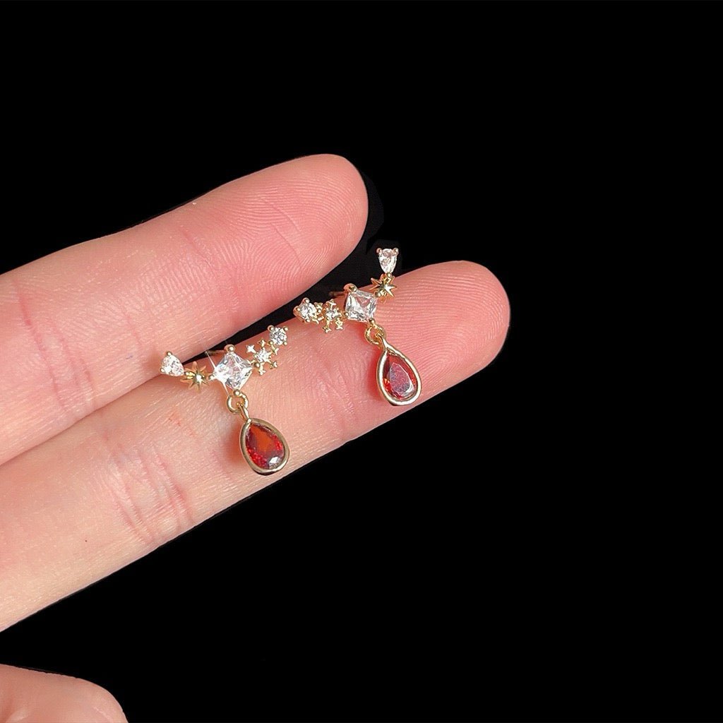Yasmine Ruby Baroque Earrings