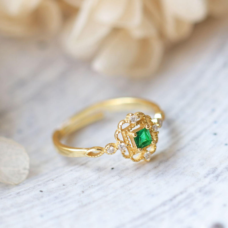 Baroque Emerald Ring