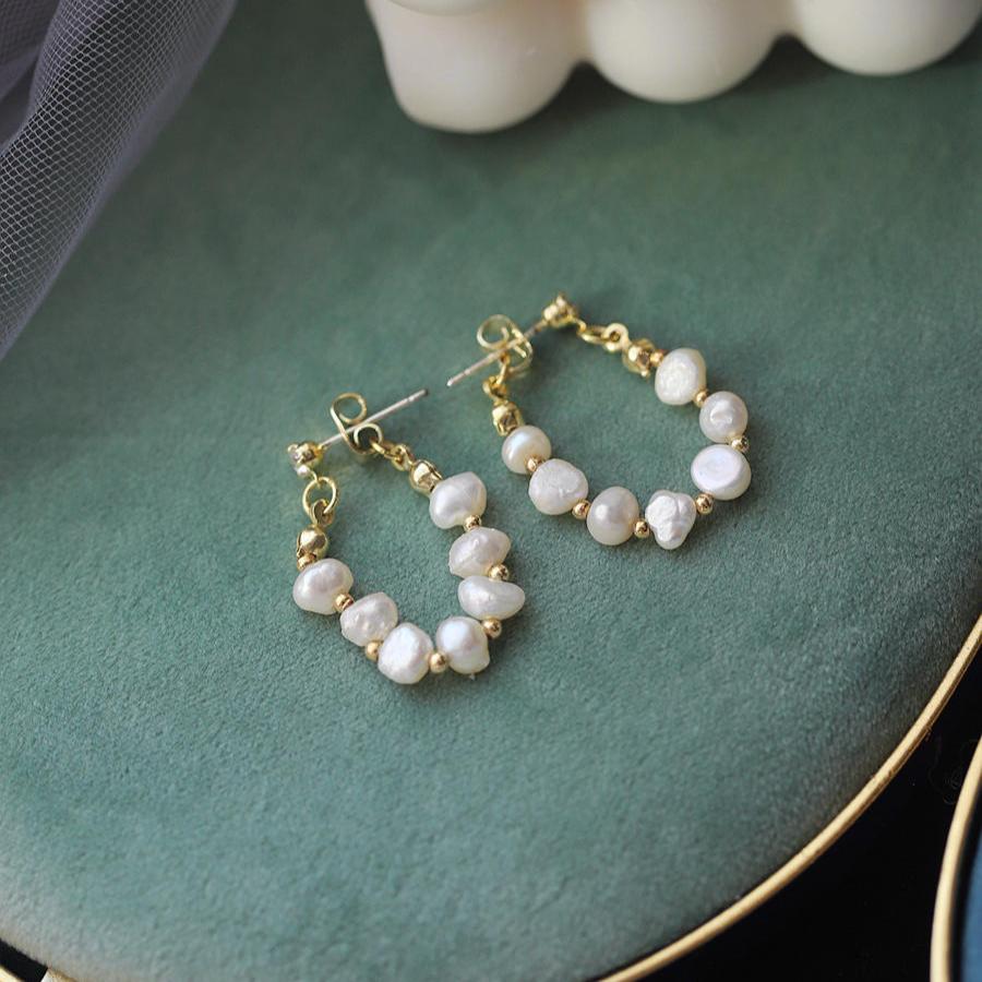 Baroque Pearl Hoop Earrings
