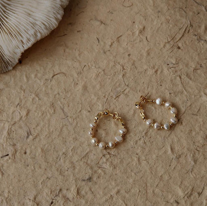 Baroque Pearl Hoop Earrings