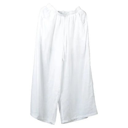 White Pockets Tie Waist Fall Wide Leg Pants