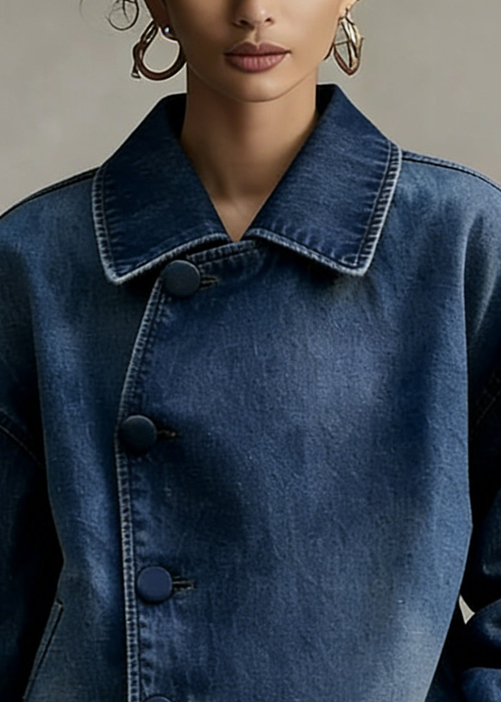 Blue Peter Pan Collar Denim Coats Spring