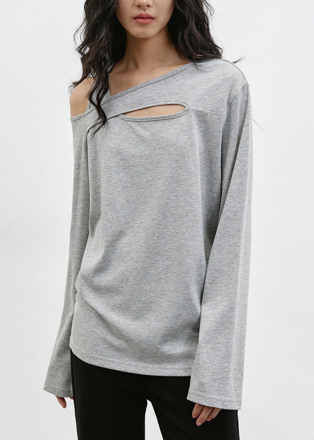 Black Cold Shoulder Patchwork Cotton T Shirt Top Spring