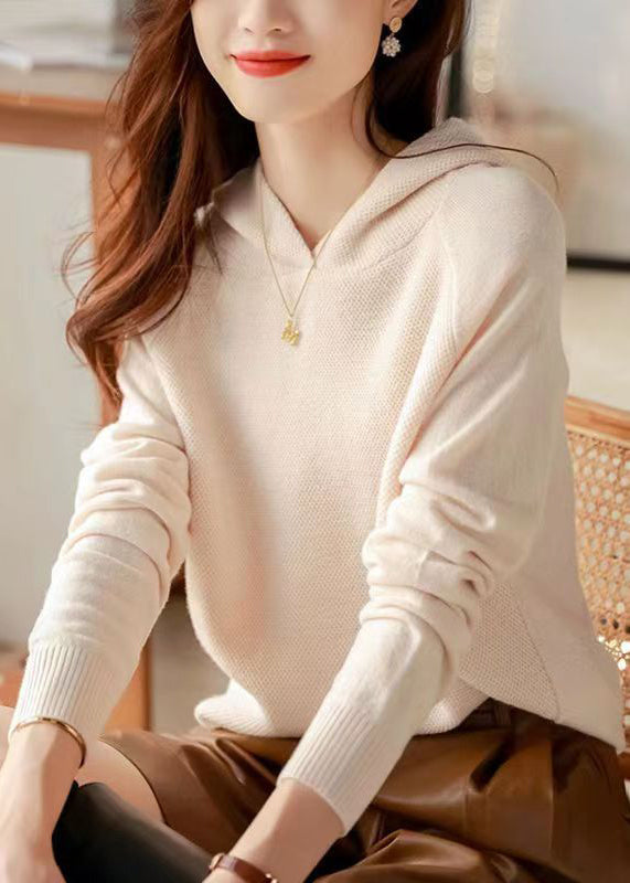 Purple Hooded Thick Patchwork Knit Woolen Sweaters Fall