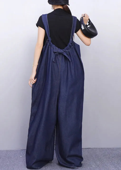 Sparkling Insect Motif Navy Denim Jumpsuits Urban Stance