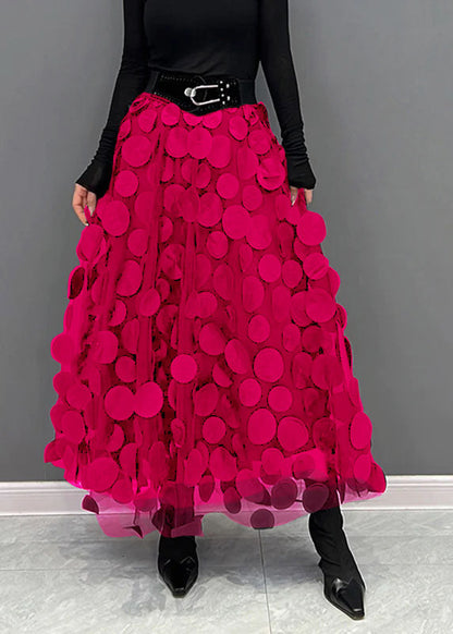 Light Green Dot Patchwork Tulle Skirt Fall