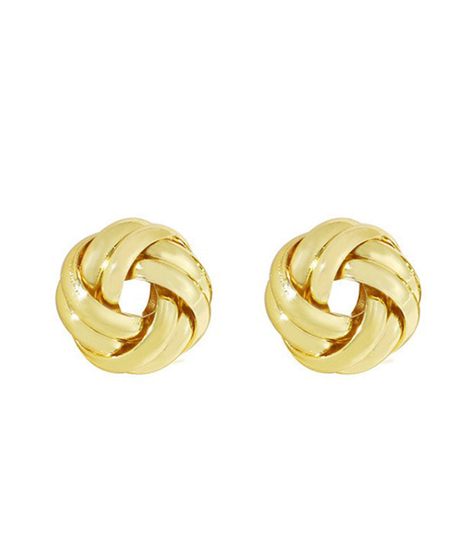 Classy Gold Metal Alloy Circular Winding Stud Earrings