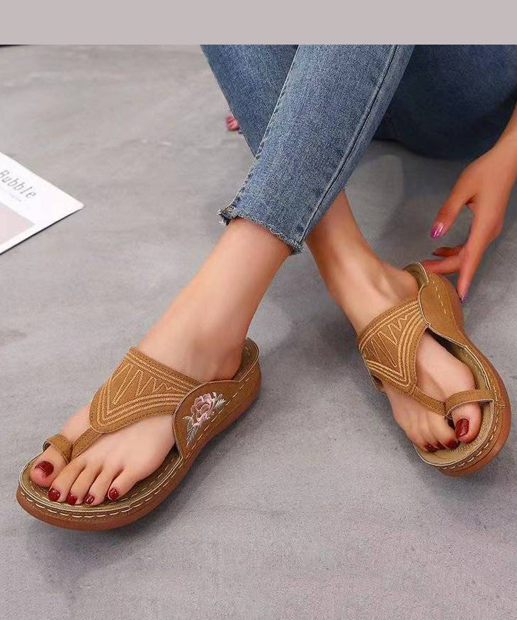 Navy Wedge Faux Leather European and American Style Slide Sandals