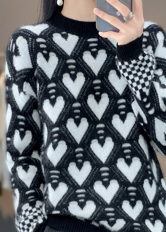 New Black Cozy Cashmere Knit Sweaters Long Sleeve