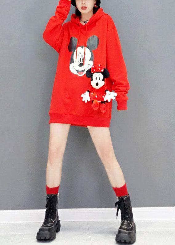 Christmas Red Loose Fall Sweatshirt Street Wear