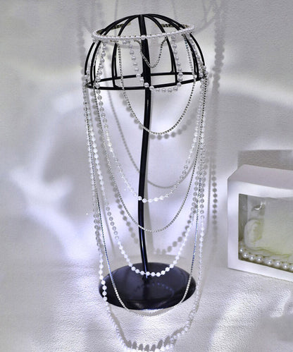 Silk Pearl Zircon Chain Hairpiece