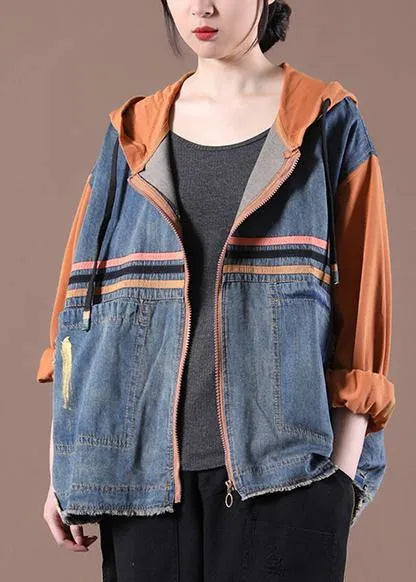 Orange Work Outfits Patchwork Spring Coats