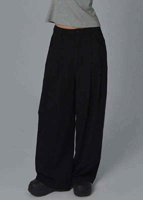 Black High Waist Pockets Wide Leg Pants Summer