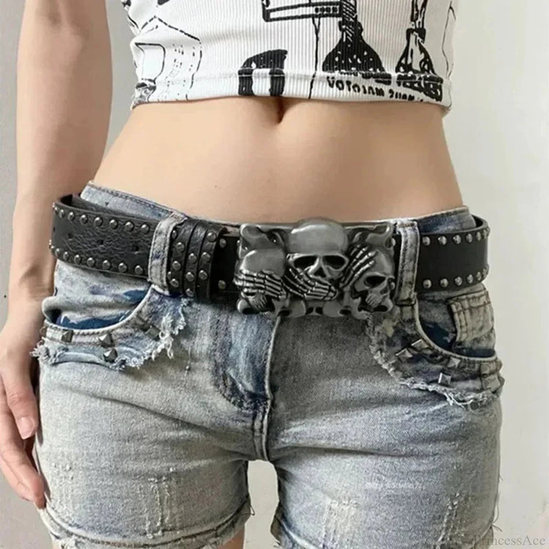 Dark Skull Hand Leather Belt