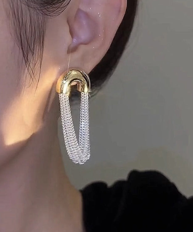 Classy White Sterling Silver Tassel Hoop Earrings