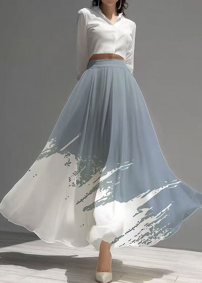 Mixed Color Exra Large Hem Draping Chiffon Skirts Summer
