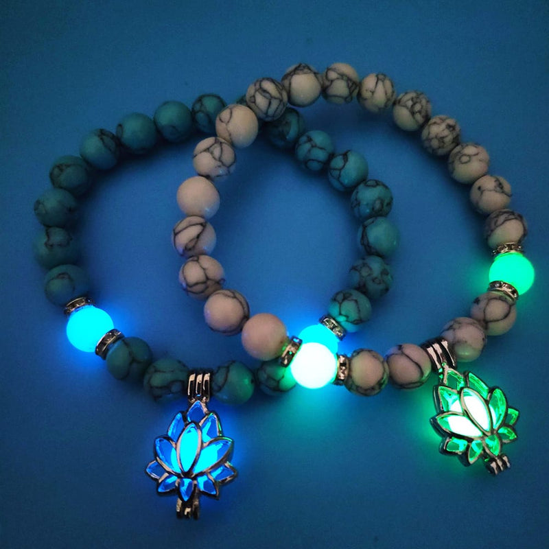 Luminous Lotus Energy Bracelet - Glow-in-the-dark Natural Stone Healing