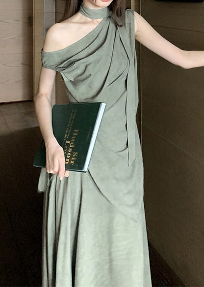 Style Green Asymmetrical Cotton Sets 2 Pieces Summer