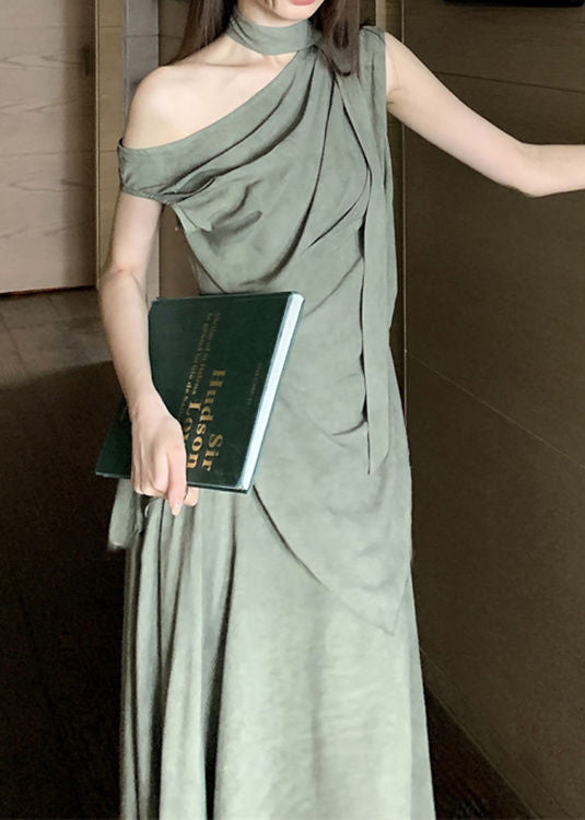 Style Green Asymmetrical Cotton Sets 2 Pieces Summer