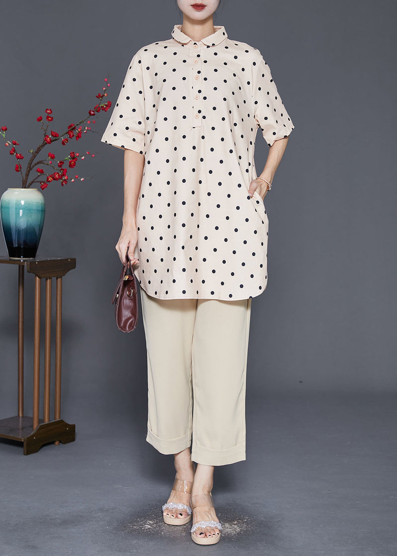 Khaki Oversized Dot Print Two Piece Set Clothing Fall