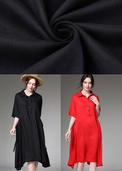 Comfy Black Peterpan Collar Button Spring Party Dress Half Sleeve