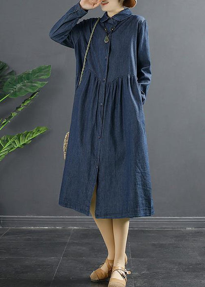 Black Tunics for Lapel Patchwork Dresses