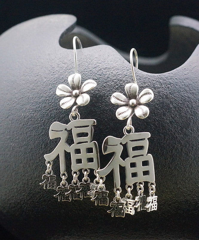 Silk Sterling Silver Blessing Tassel Drop Earrings