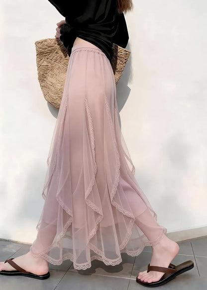 Pink Ruffled Tulle Holiday Skirt Summer