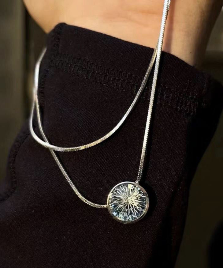 Blue Stainless Steel Gem Stone Pendant Necklace