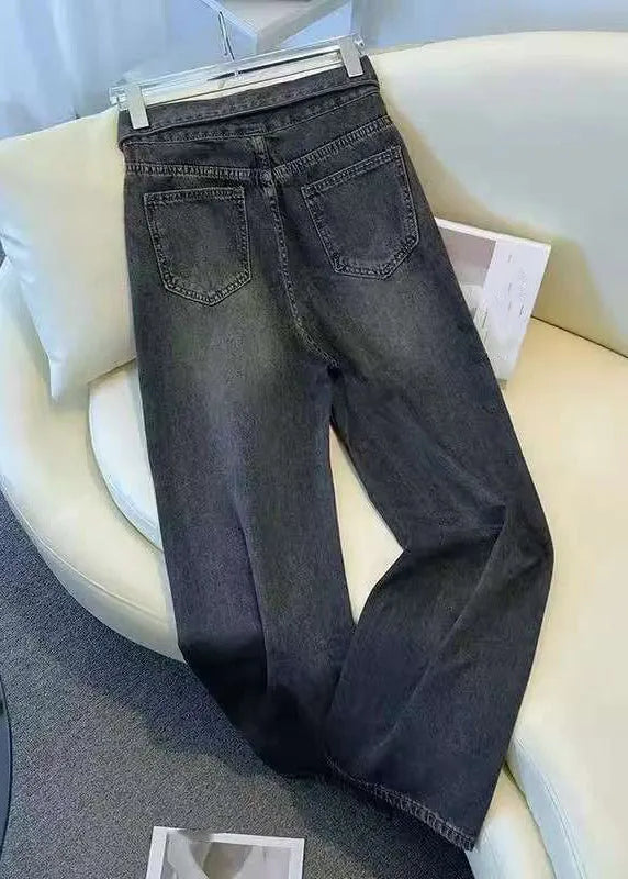 Style Dark Blue Pockets Patchwork Jeans Summer