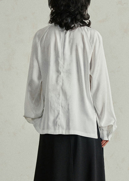 Chinese Style White Patchwork Shirts Fall