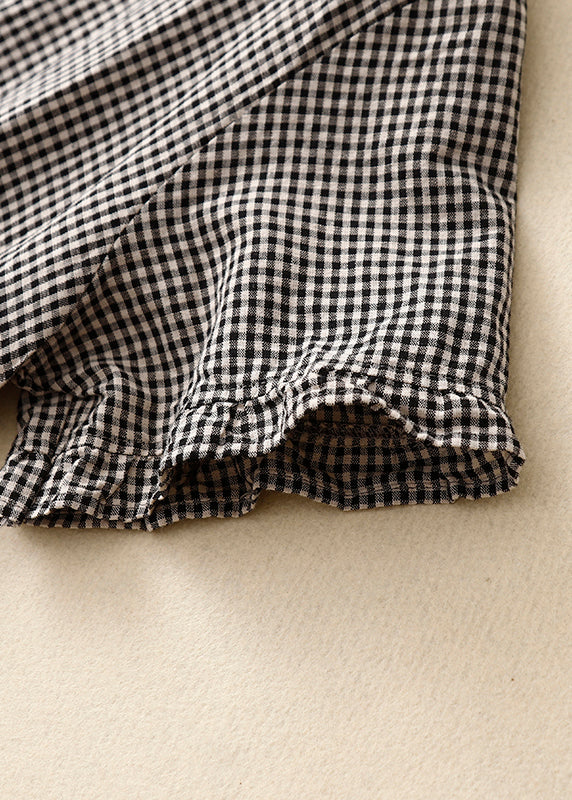 Diy Plaid Ruffled Print Patchwork Cotton Dress Summer