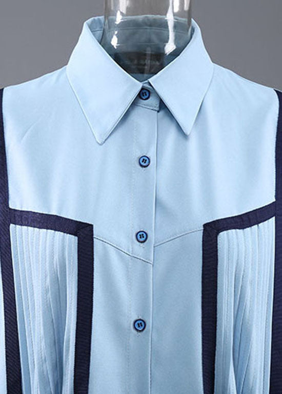 Diy Light Blue Button Peter Pan Collar Shirt Dress Short Sleeve