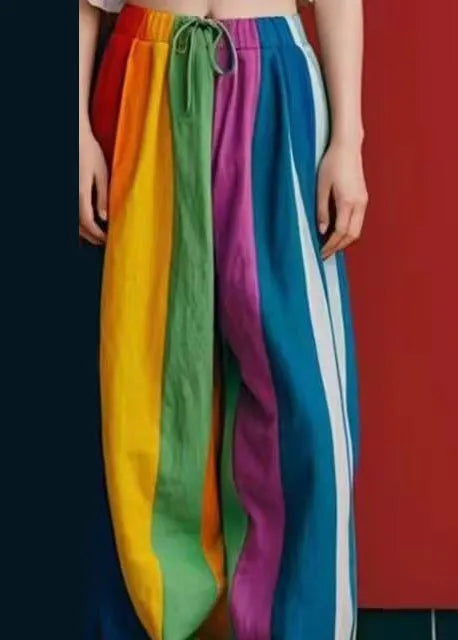 Diy Multicolour Oversized Linen Wide Leg Pants Spring