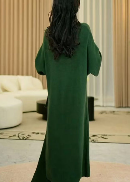 Green Cozy Long Knit Dress Winter