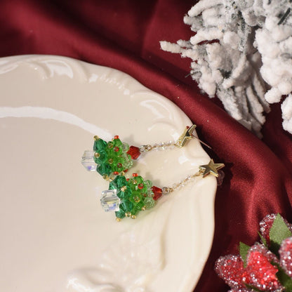 Beaded Christmas Tree Earrings