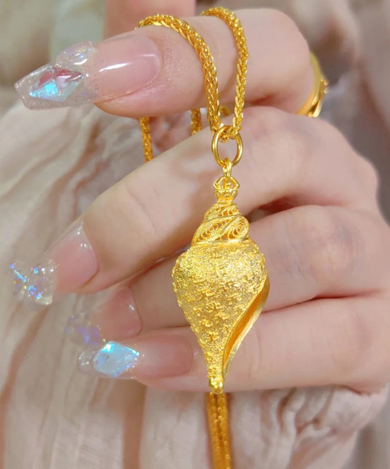 Gold Sterling Silver Overgild Conch Pendant Necklace