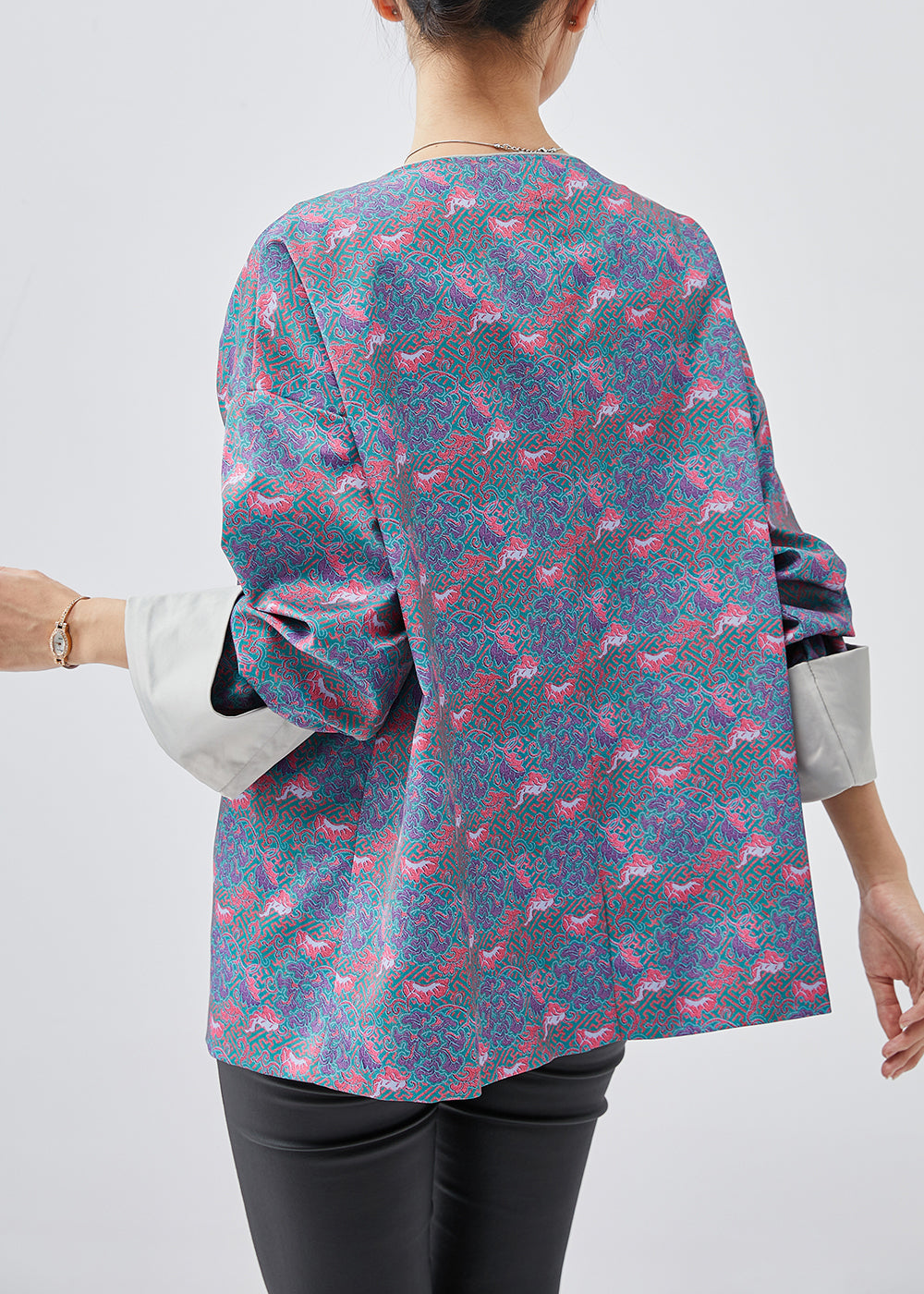 Blue Print Chinese Button Silk Jackets Spring