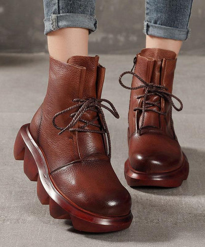 Leather Ankle Boots in Brown