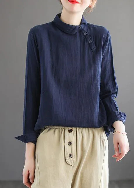 Pink Crane Clothes Lapel Button Down Spring Blouses