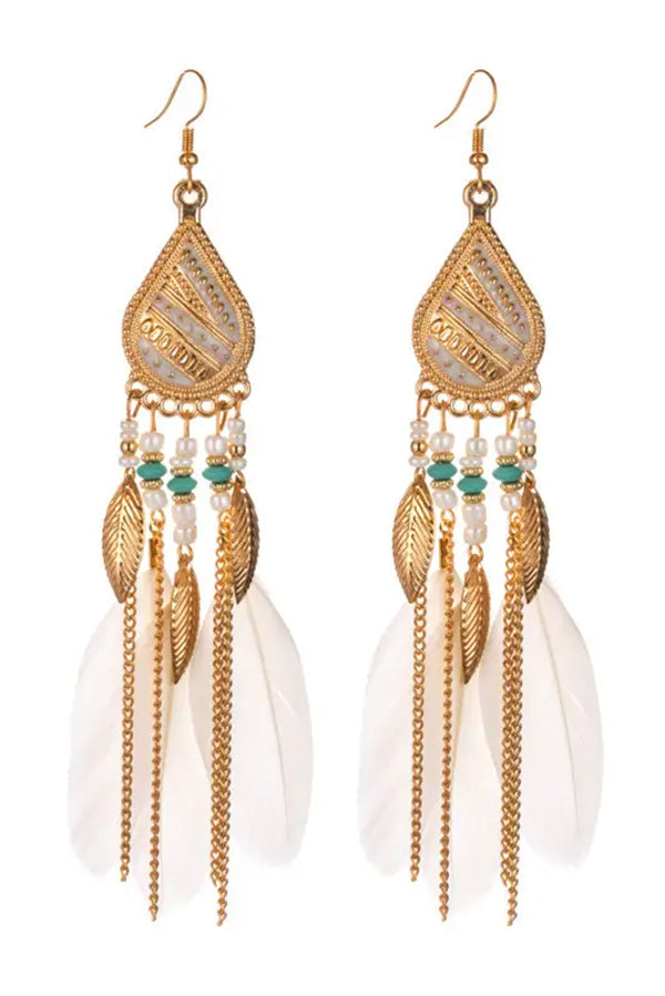 Colorful Feather Tassel Dangle Drop Earrings