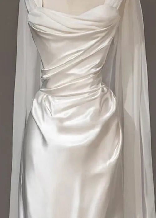 Italian White Wrinkled Silk Party Dress Summer