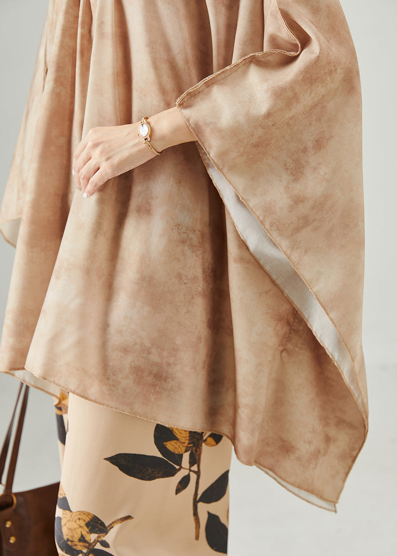Modern Khaki Oversized Tie Dye Two Piece Set Clothing Batwing Sleeve