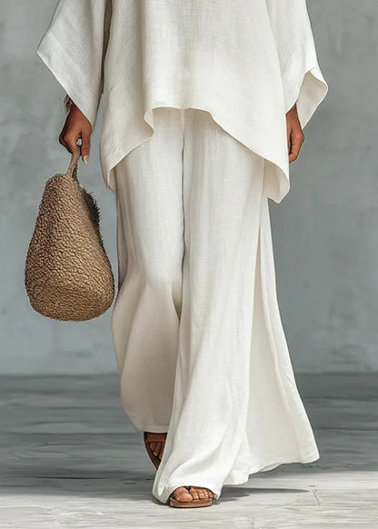 White Oversized Linen Two Piece Set Spring