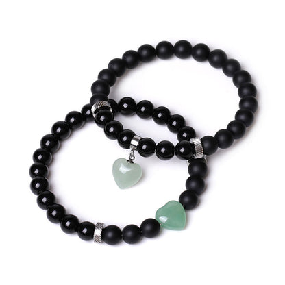 Black Onyx Love Heart Protection Bracelet 8mm Beads